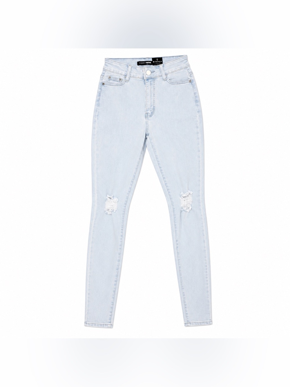 Fashion Nova Light Blue High-Waist Distressed Skinny Jeans - Women Size 0